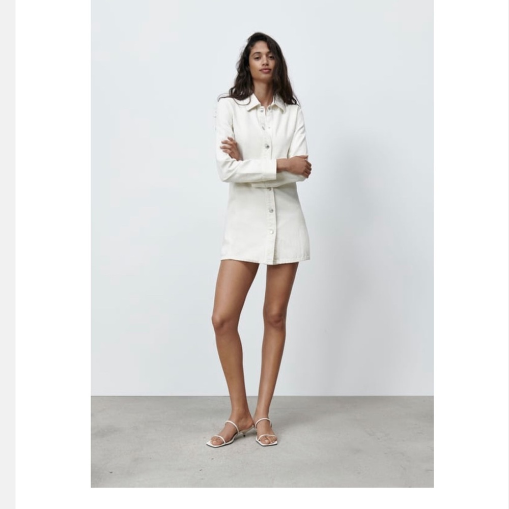 Zara White Denim Dress
